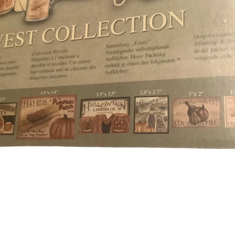 Melissa Frances Harvest Collection‎ Vintage Labels Peel Stick Halloween Fall NEW